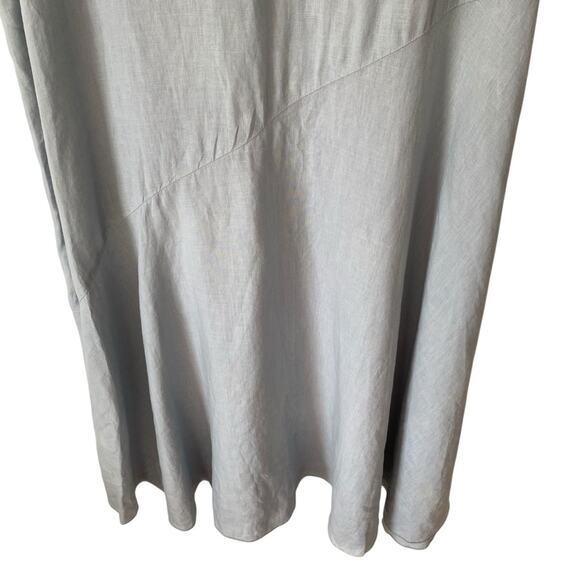 Eileen Fisher Organic Linen Scoop Neck Hanker chief Slip Dress Size large Blue - Picture 5 of 9